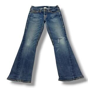 Vintage Y2K True Religion Joey Big T Flare Bootcut Low Rise Jeans USA Made 29x30